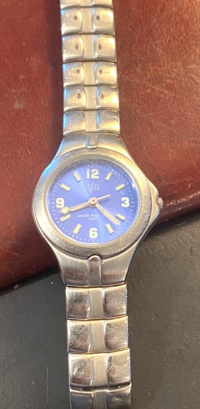 Women's Gloria Vanderbilt II Watch, Silver Tone with Blue Face, Link Band
